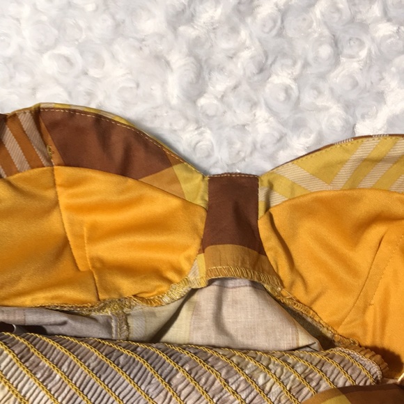 Plaid Vintage twine & string NY CORSET PLAID TOP padded  brown plaid size M - Picture 12 of 13